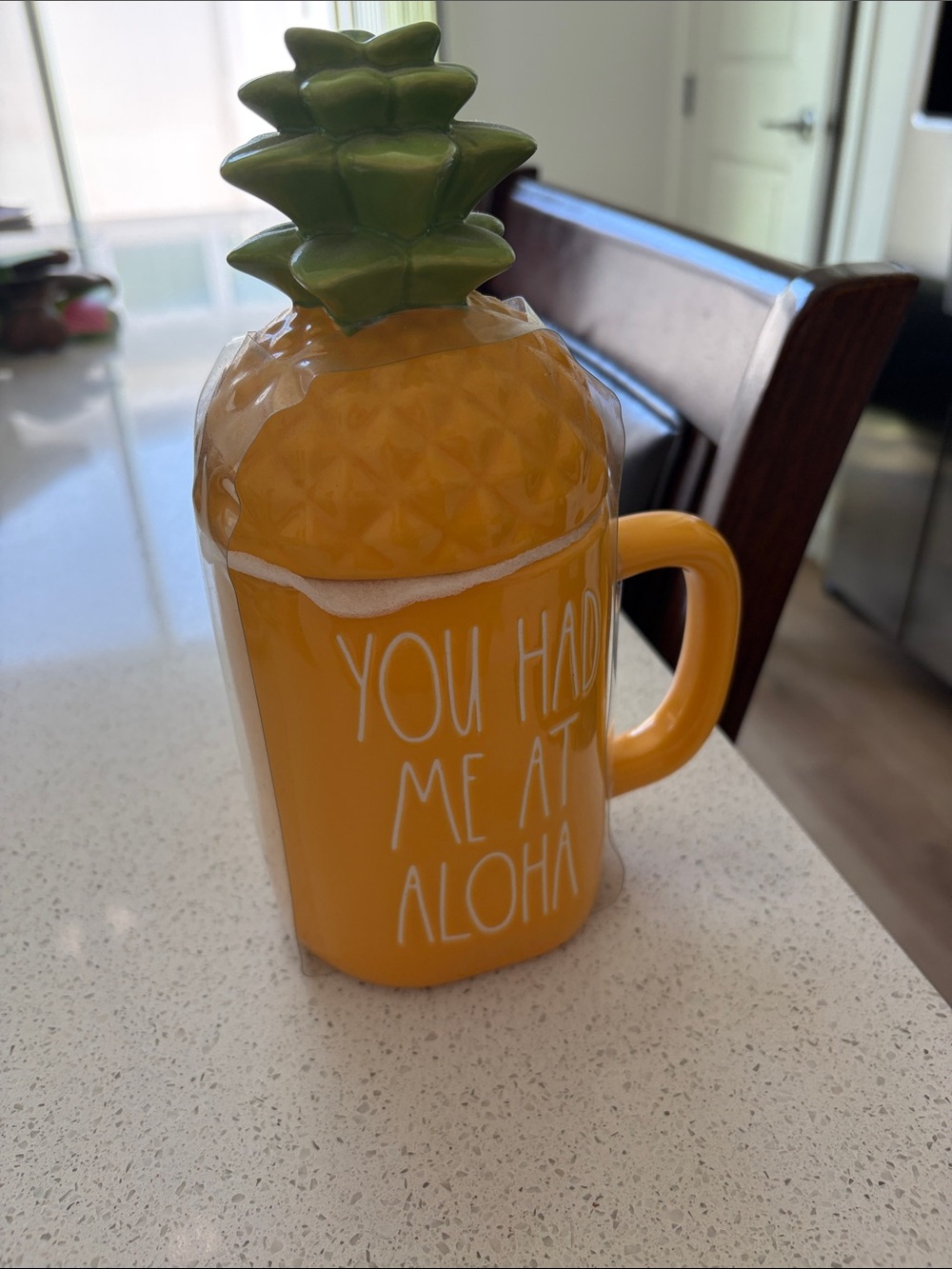 Rae Dunn Yellow Pineapple Mug with Green Top